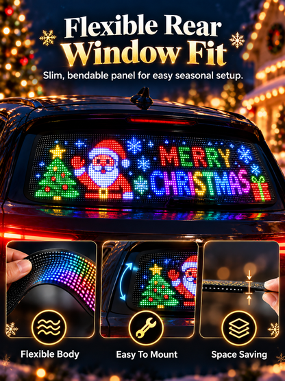 🎄 Christmas LED Car Rear Window Display – App-Controlled Flexible Pixel Screen