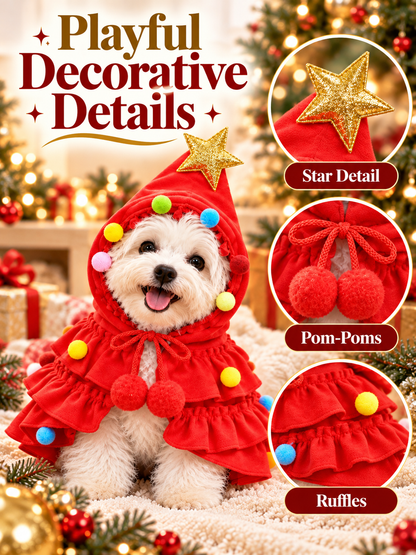 🐶🎄Christmas Tree Pet Cloak Costume for Dogs and Cats