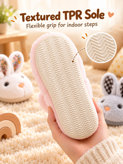 🐰 Cozy 3D Bunny Plush Slippers for Kids – Soft Warm Indoor House Shoes