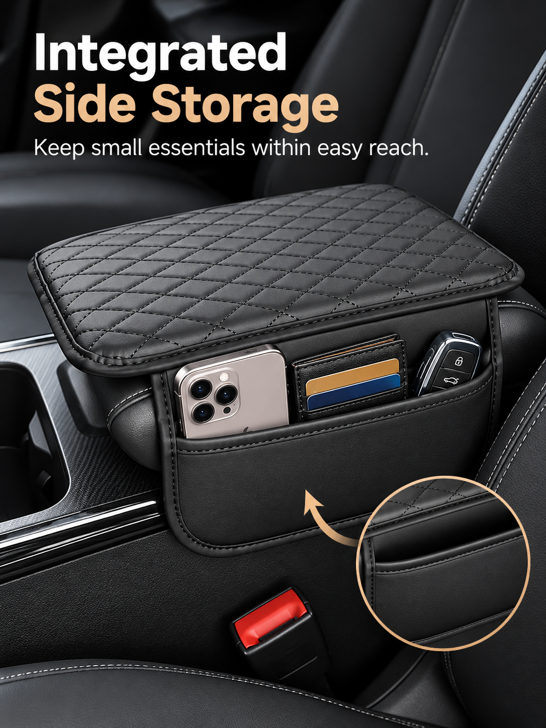 🚘 Car Center Console Armrest Riser & Organizer
