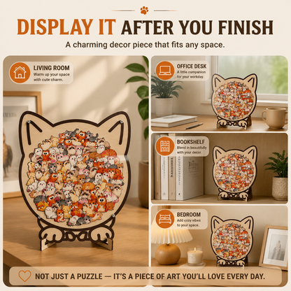 🐱 Cat Wooden Puzzle Decor – Relaxing Puzzle Gift For Cat Lovers