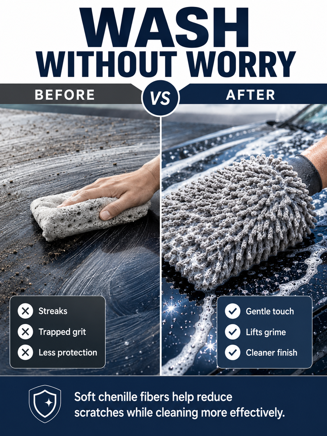 🫧 Premium Car Wash Mitt – More Suds, More Coverage, Easier Car Cleaning