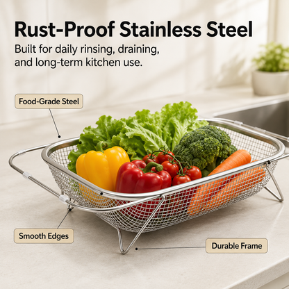 🍝 Expandable Over-the-Sink Fine Mesh Colande