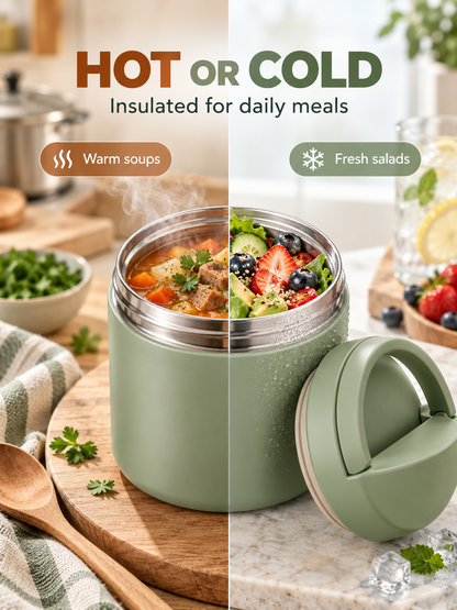 Stainless Steel Insulated Lunch Box with Handle – Leakproof Stackable Food Container for Office, School & Travel