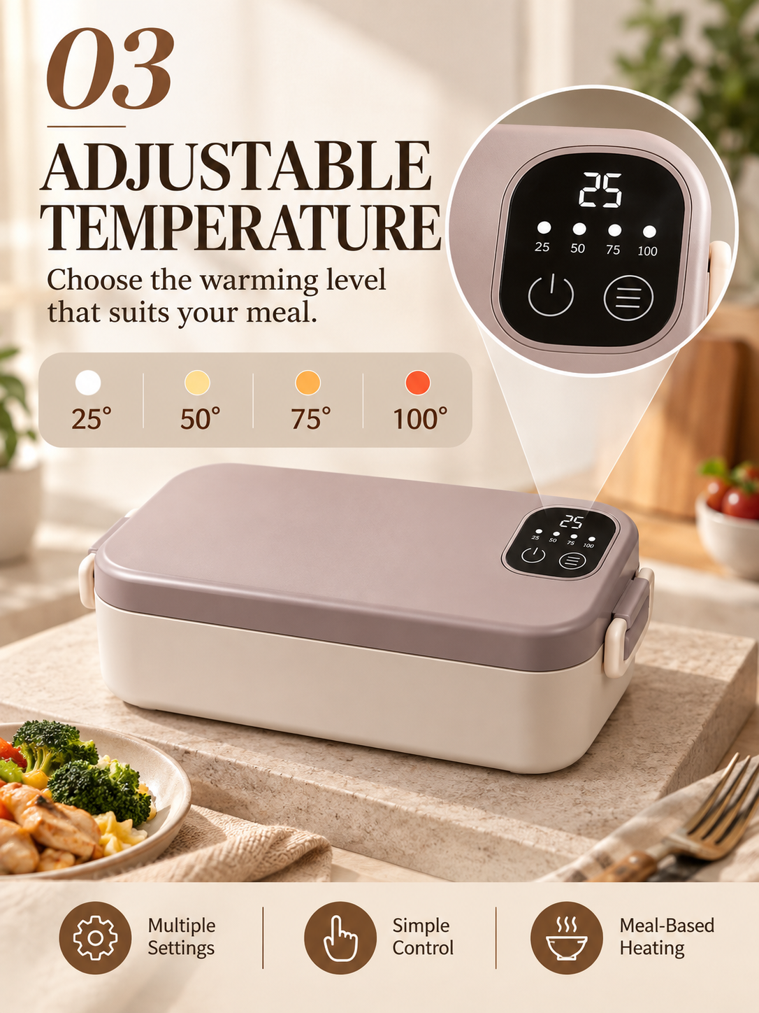 🎀RECHARGEABLE🍱⚡ Portable electric lunch box with self-heating 🔋🌡️
