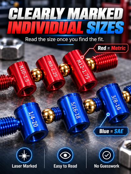 🔩 26-Piece Nut & Bolt Thread Gauge – Metric & SAE Size Checker