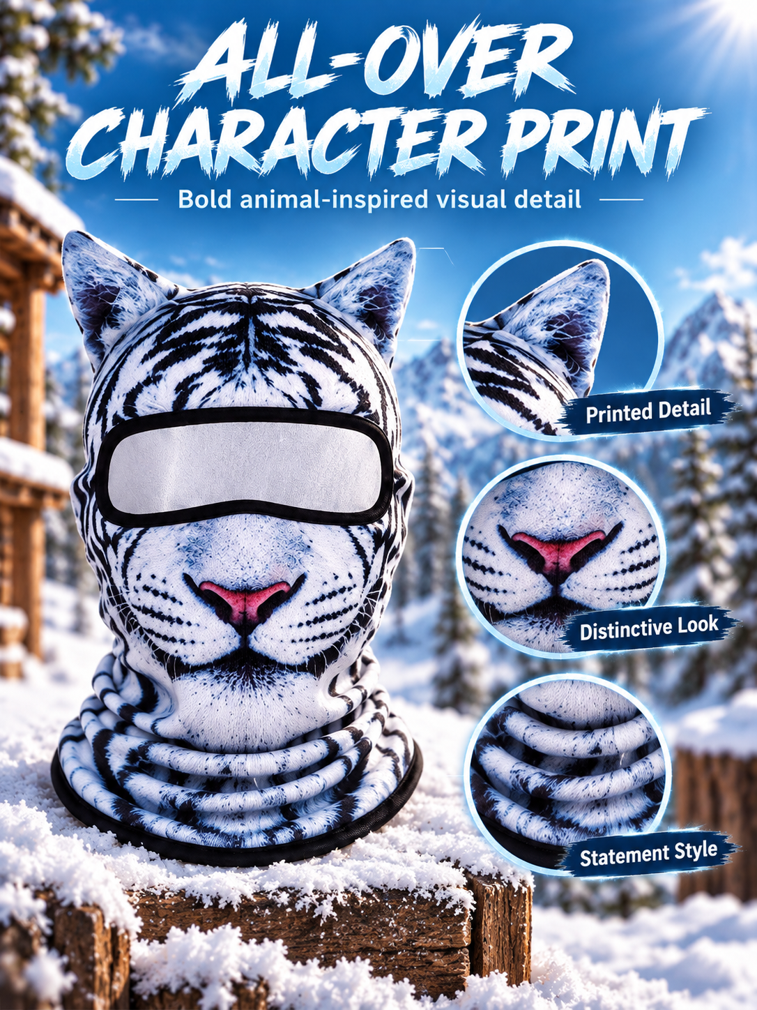 🐾❄️  3D Cat Print Balaclava – Funny Full-Face Outdoor Hood Mask