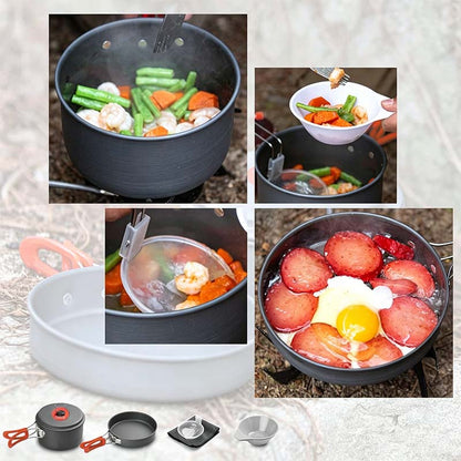 🔥HOT SALE 49% OFF🍳2026 Pro Outdoor Camping Cookware: 3-in-1 Ultra-Light Pots, Pans & Kettle Set! 🏕️🛒