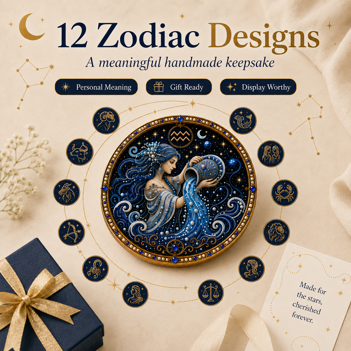 🔥 Only a few sets left!💎 12 Zodiac Signs Pearl Art Kit