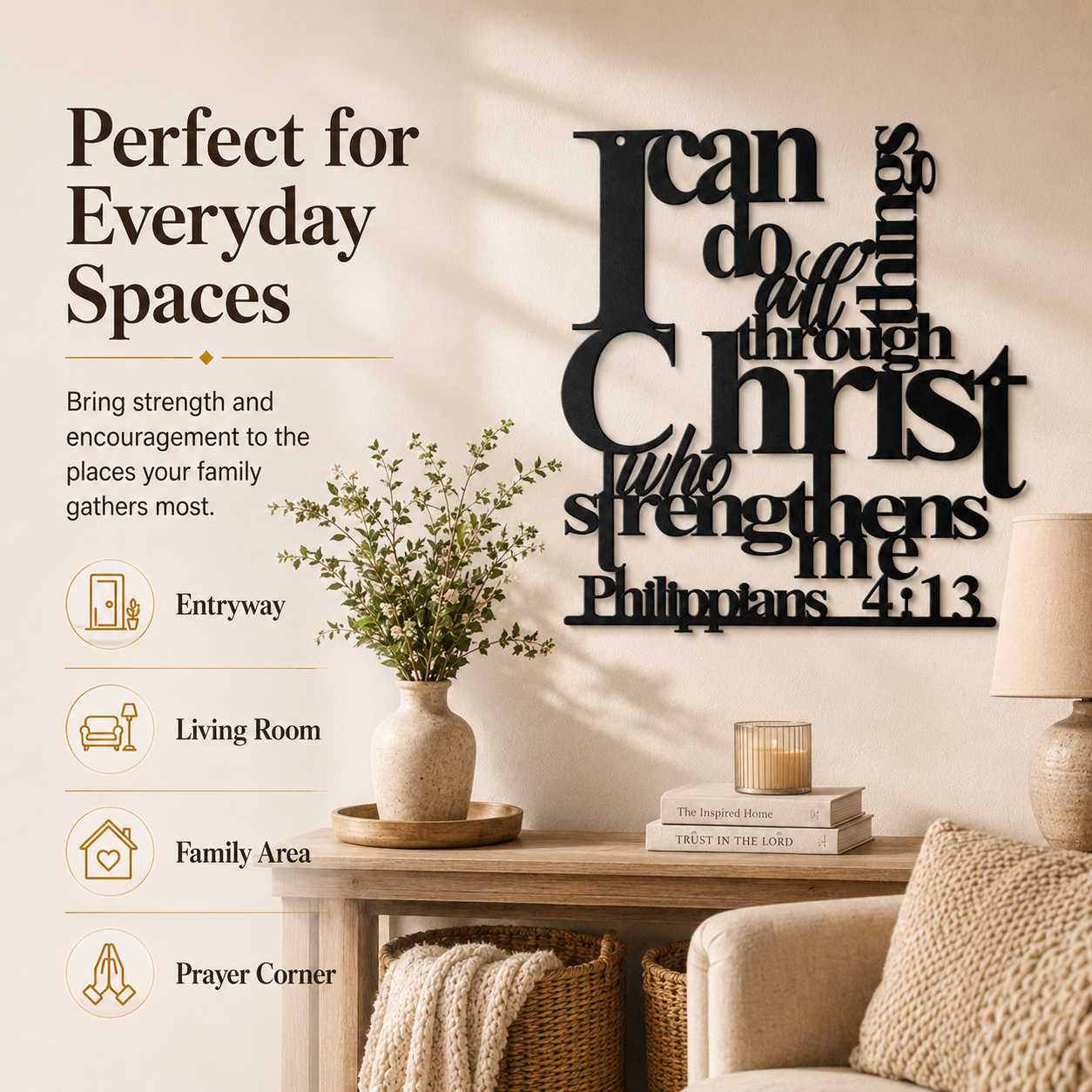 🔥Last Day 55% OFF | Philippians 4:13 Metal Christian Wall Decor – Strength Through Christ