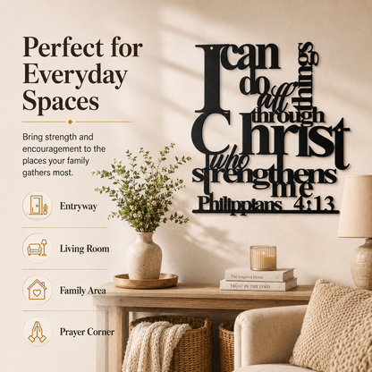 🔥Last Day 55% OFF | Philippians 4:13 Metal Christian Wall Decor – Strength Through Christ