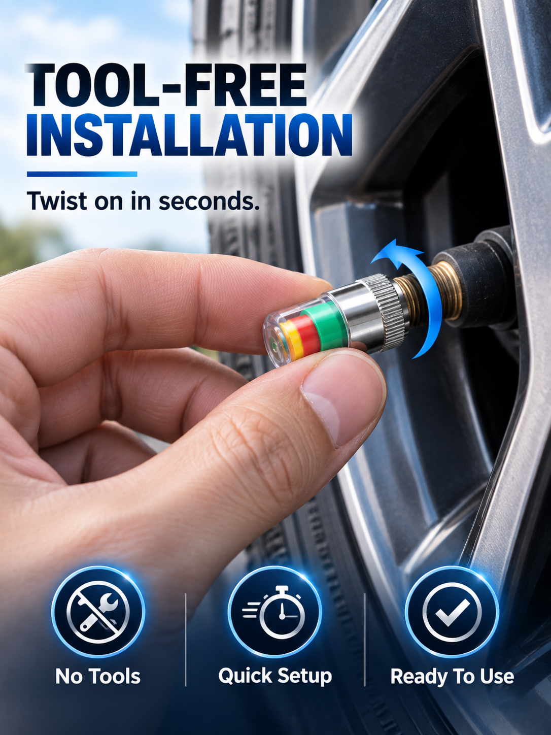 🚗🛠️4 PCS Car Tire Pressure Monitor Valve- tire valve stem caps