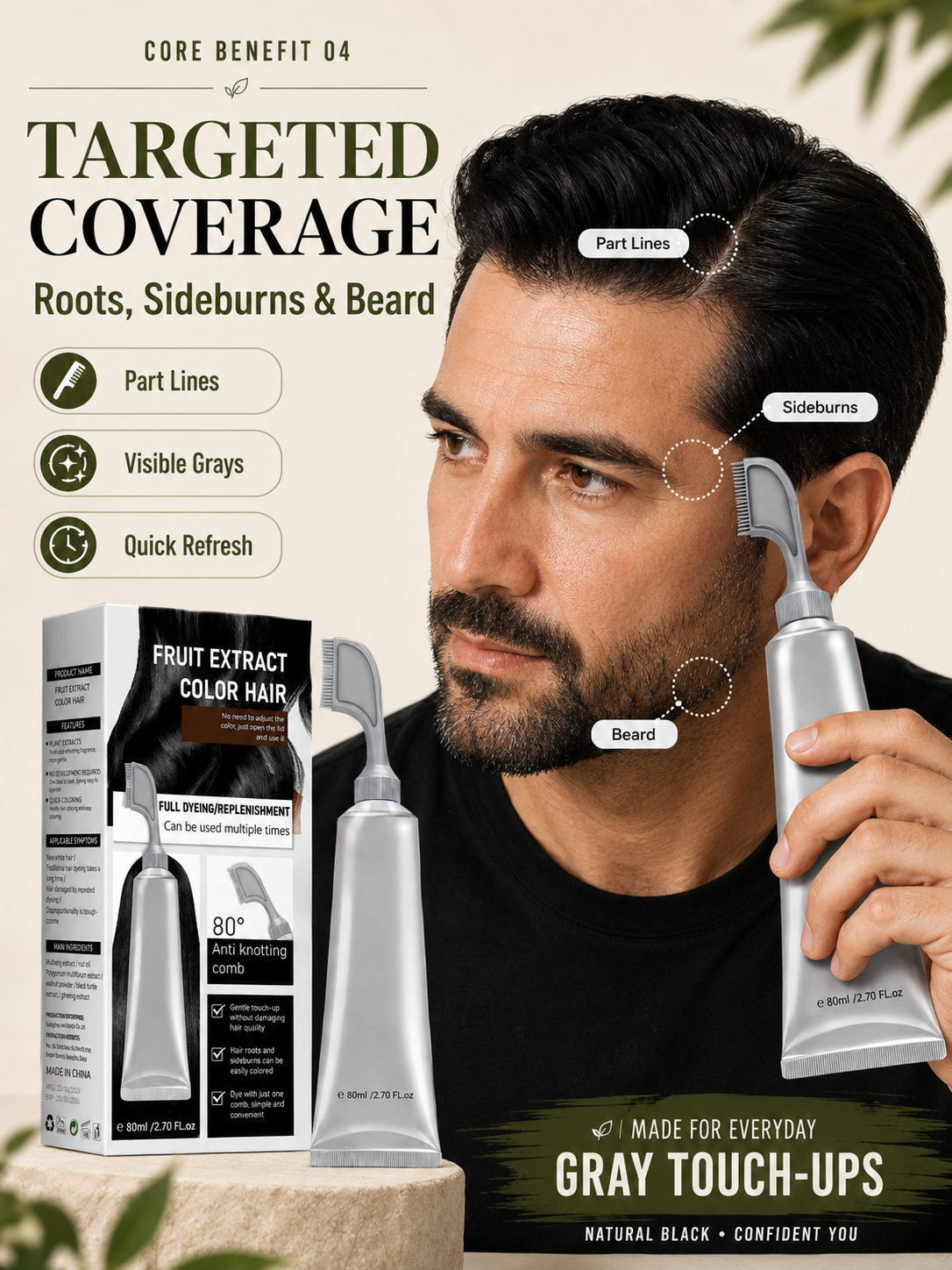 🔥Hot sell TODAY | Instant Gray Coverage Hair Dye Comb for Men & Women