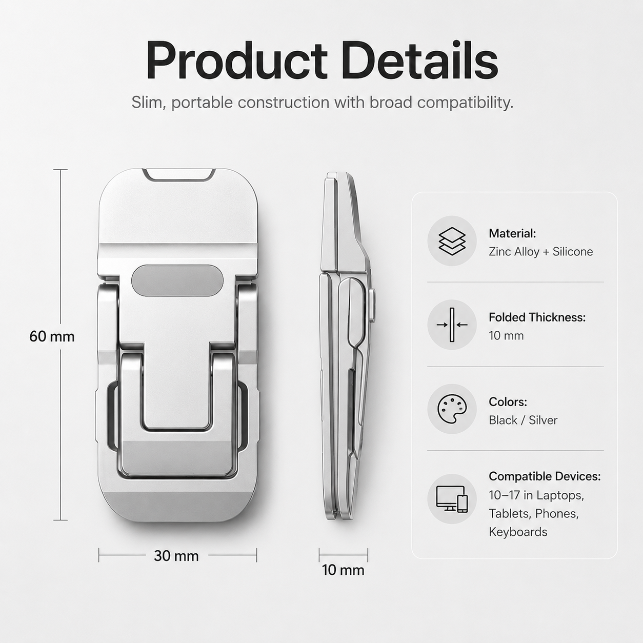 2 Pcs Zinc Alloy Foldable Laptop Stand