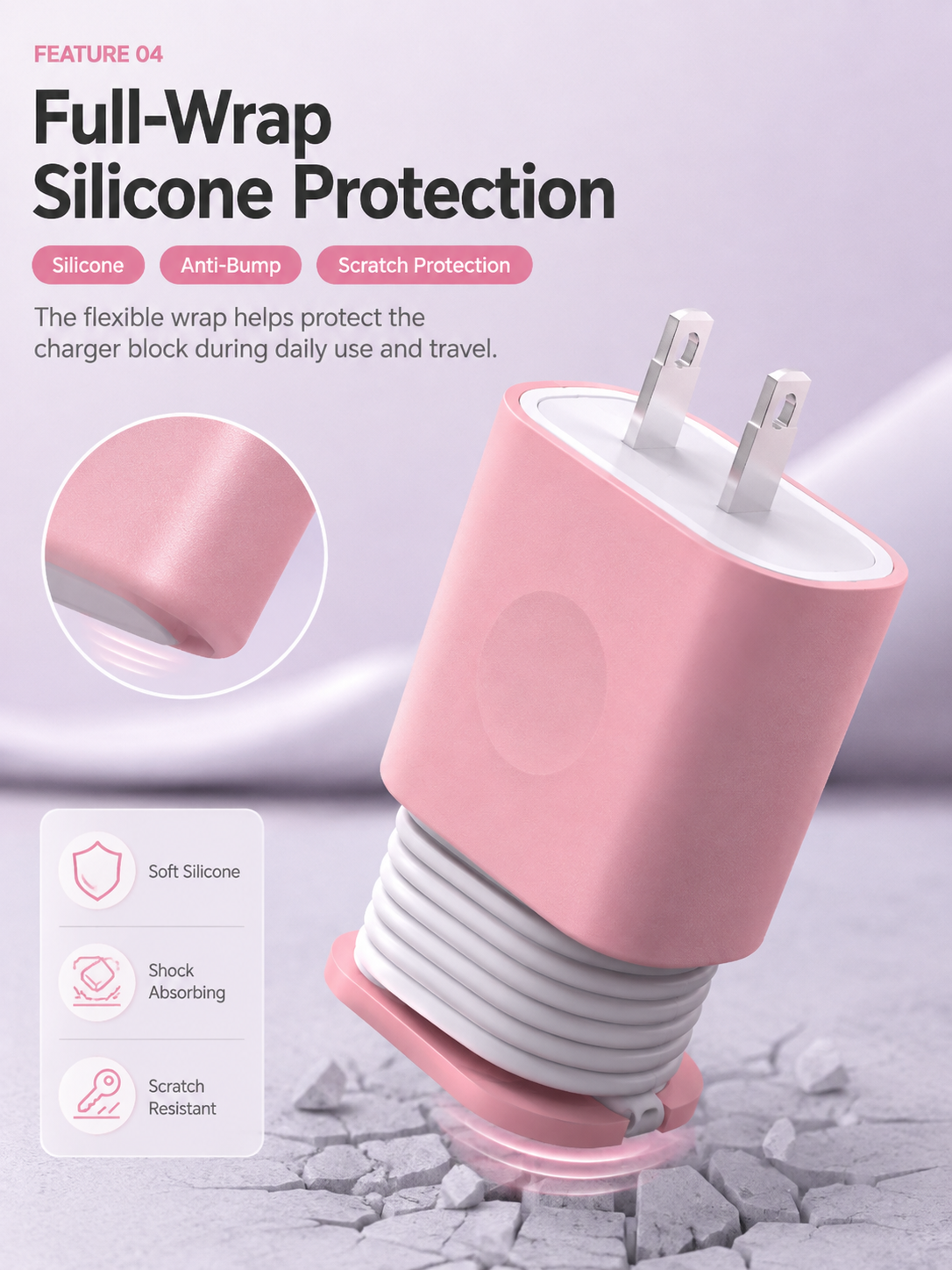 2-in-1 Silicone Charger Protective Case (with Cable Storage)