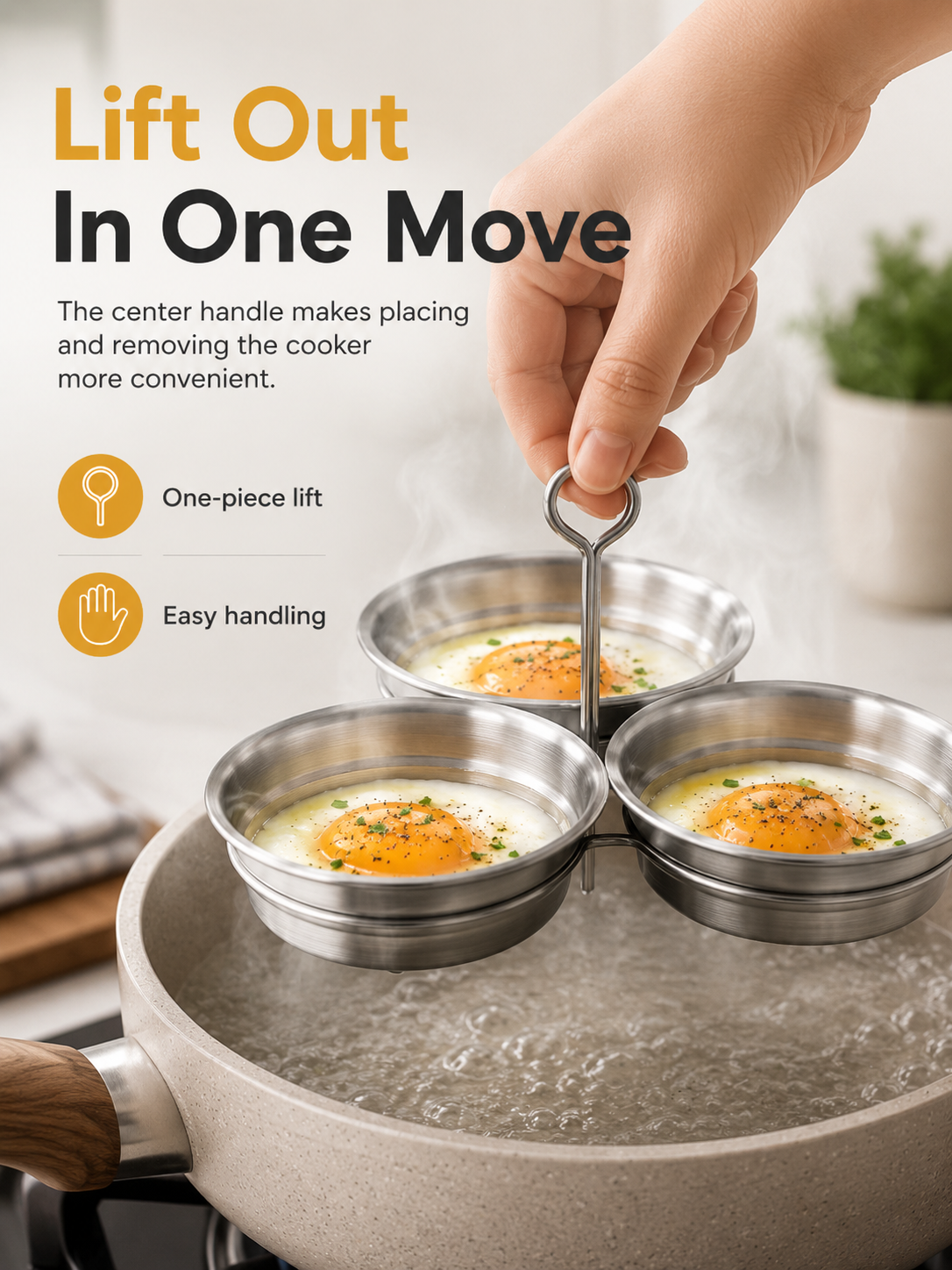🍳 3-Cup Stainless Steel Egg Steamer