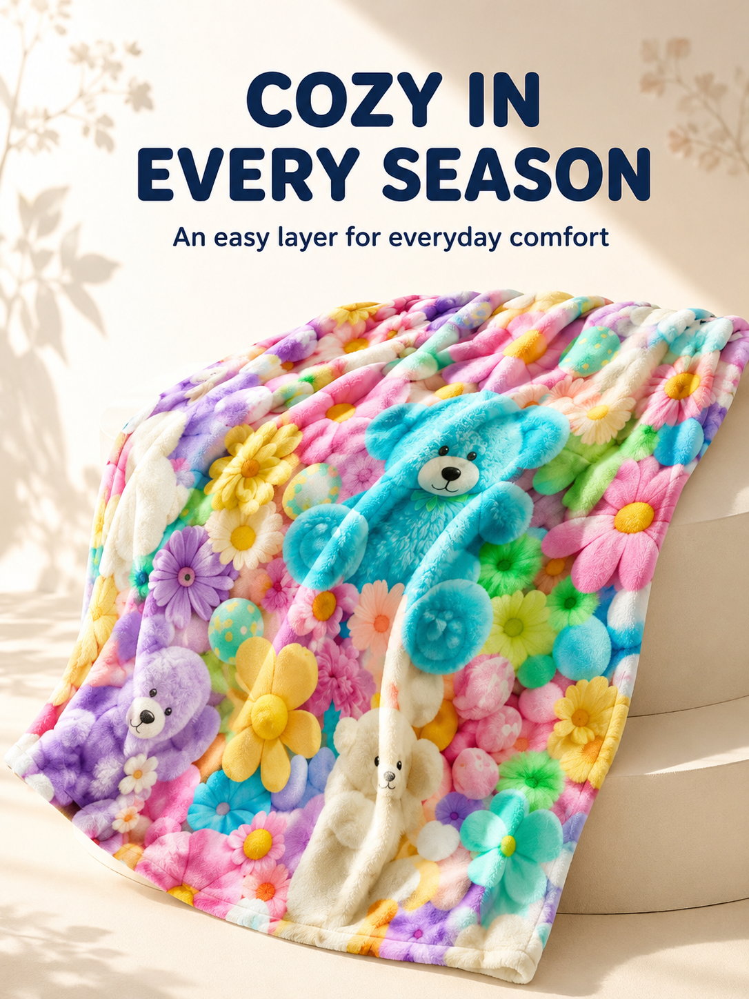 🐻🌈Colorful Bear Flannel Blanket