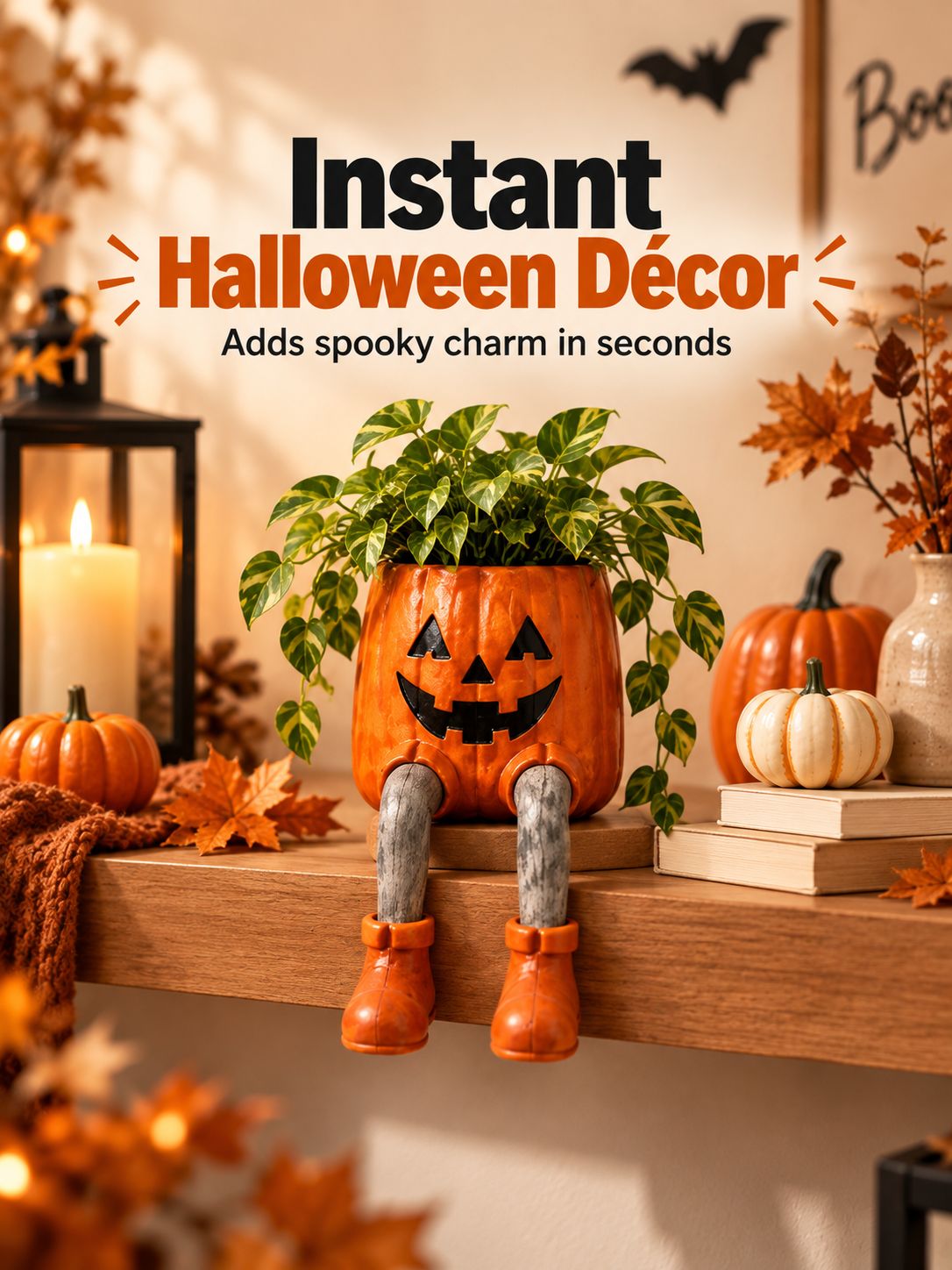 🎃 Halloween Dangling-Leg Character Planter – Cute Spooky Plant Pot for Fall Décor