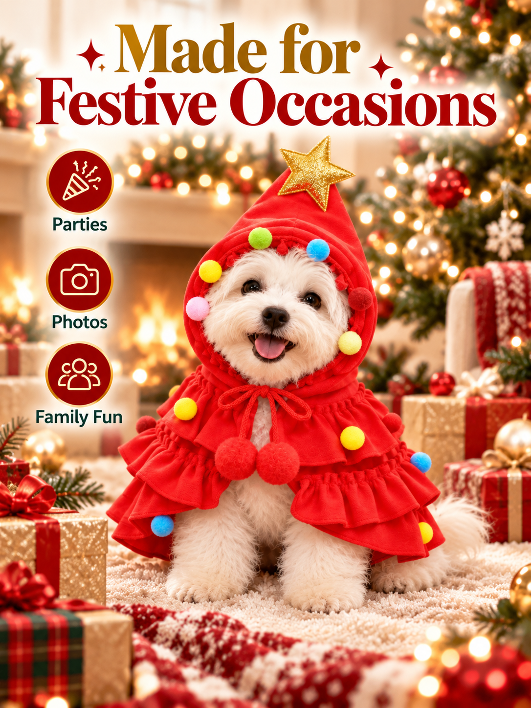 🐶🎄Christmas Tree Pet Cloak Costume for Dogs and Cats