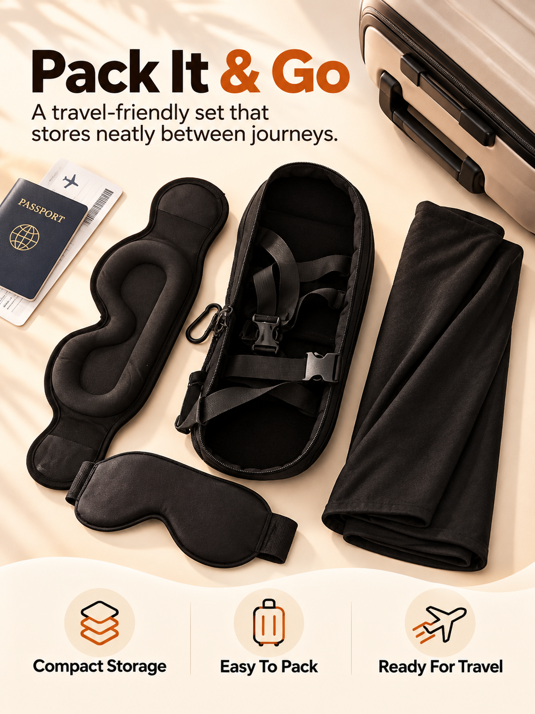 ✈️ Arm-Wrapping Travel Sleep System – Wraparound Comfort & Eye Coverage