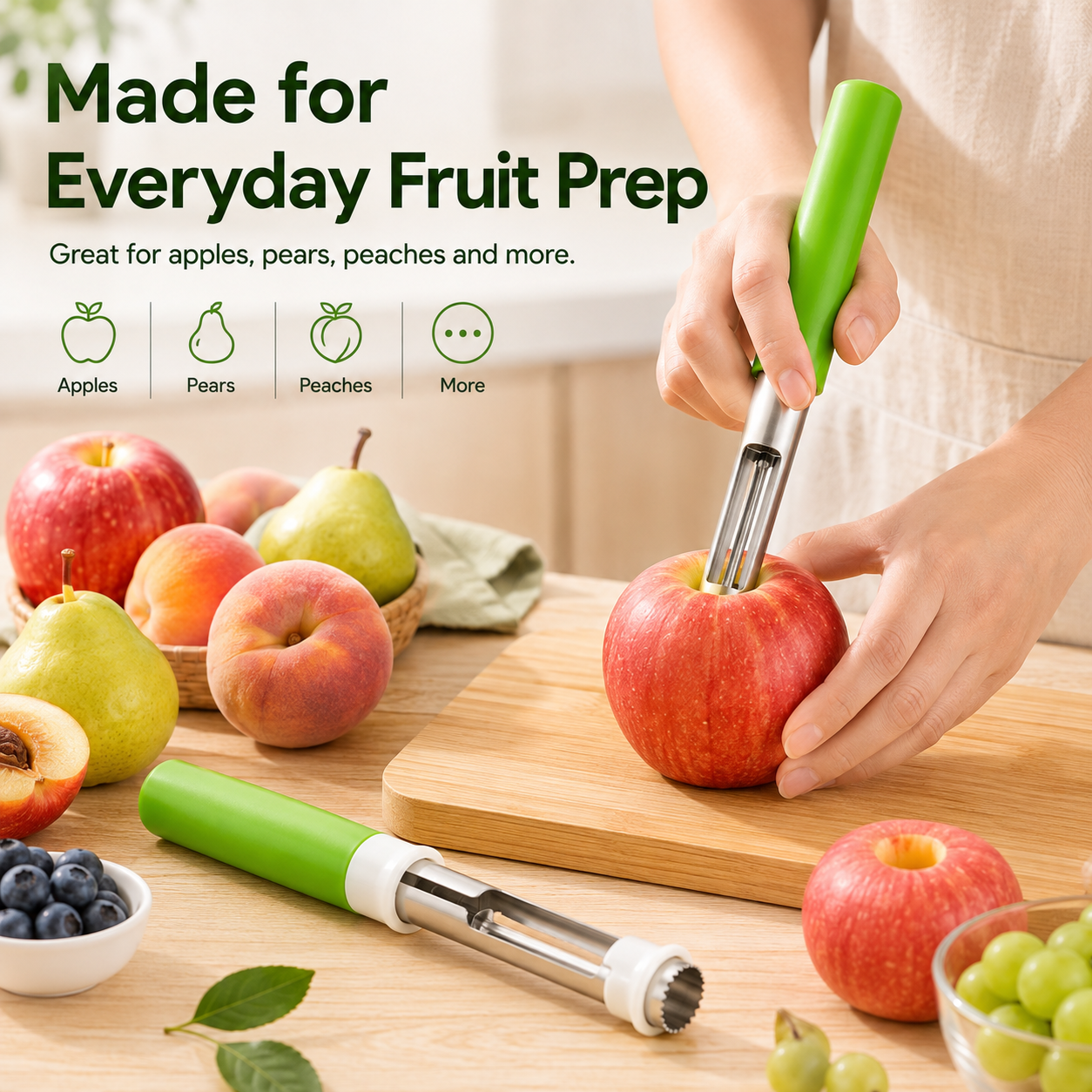 2-in-1 Apple Corer & Peeler 🍎🔪 , Stainless Steel Fruit Tool , Must-Have Kitchen Gadget ✨