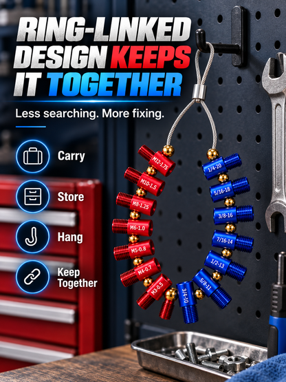 🔩 26-Piece Nut & Bolt Thread Gauge – Metric & SAE Size Checker