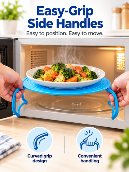 🍽️ Foldable 2-Tier Microwave Plate Stacker – Space-Saving Heating Rack with Side Handles