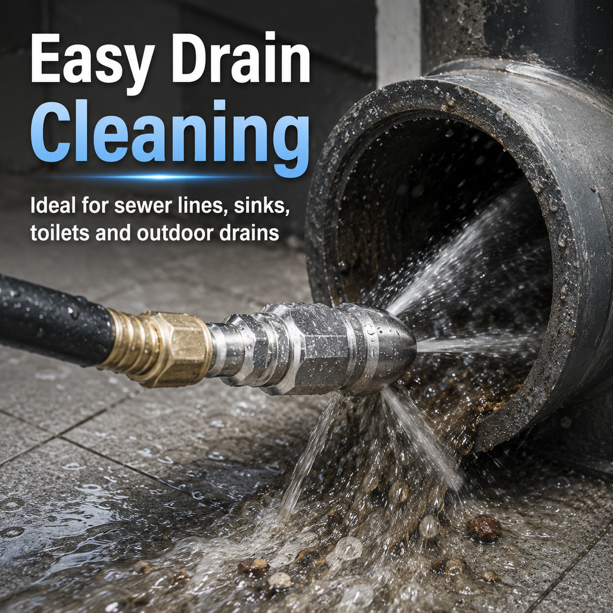 🚿 Powerful Stainless Steel Sewer Jetter Nozzle – Up to 5000 PSI for Deep Drain Cleaning! 💧