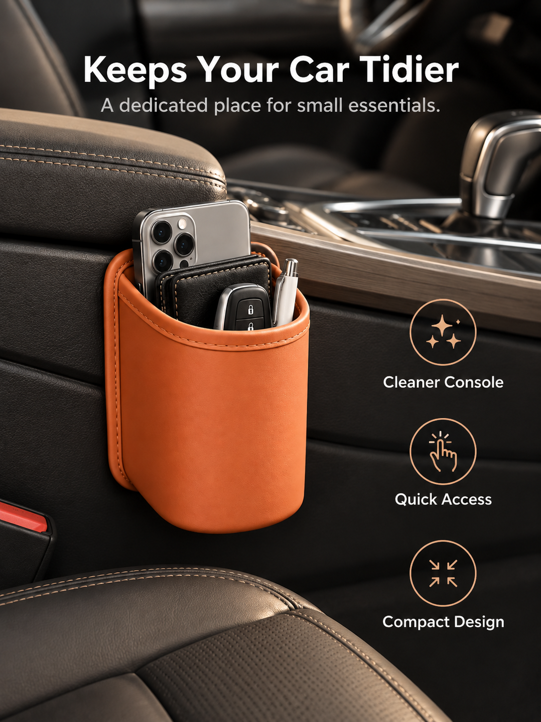 🚗 Clip-On Car Cup Holder & Organizer – No-Drill Multipurpose Vehicle Storage Box