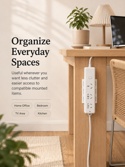 🔌5 Counts   Punch-Free Power Strip Holder – Peel, Stick & Organize