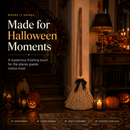 🧹 Animated Witch Broom Halloween Decor