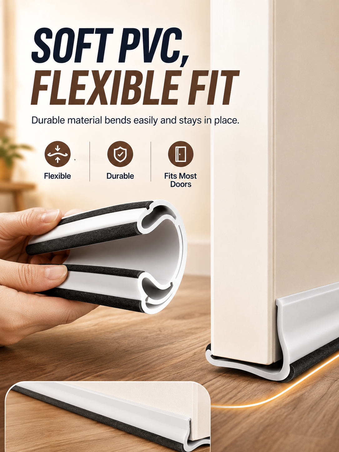 ❄️ Stop Cold Drafts From Entering Your Home – Triple Seal Door Weather Strip
