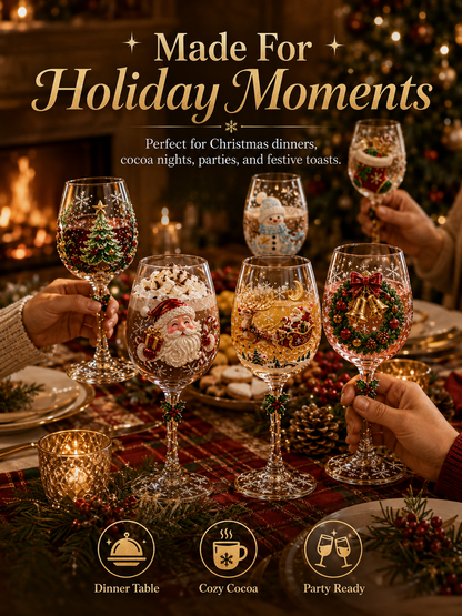 🎄 3D Christmas Collectible Stemmed Glass – 6 Festive Designs
