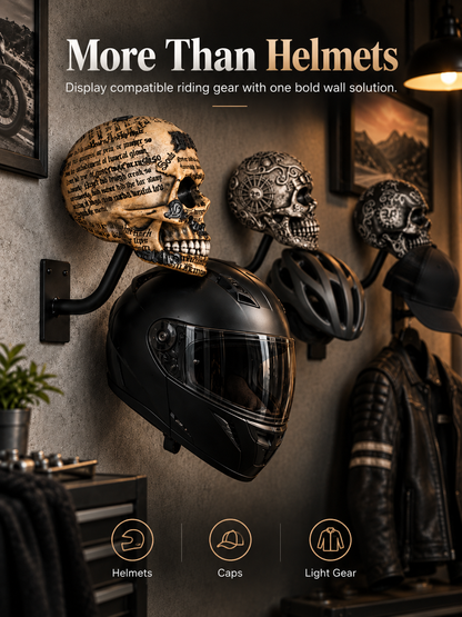 💀 Motorcycle Skull Helmet Holder – Garage Display Wall Mount
