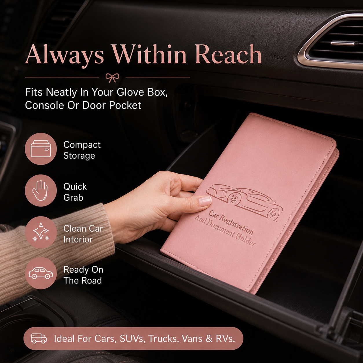 🚗 Car Registration & Insurance Document Holder | Premium PU Leather Organizer