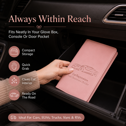 🚗 Car Registration & Insurance Document Holder | Premium PU Leather Organizer
