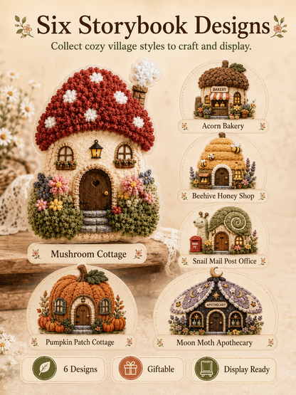 🔥Last Day 48% OFF - ✨🧘Relaxing & Beginner-Friendly-✨Whimsical Village 3D Fabric Poke Art Kit