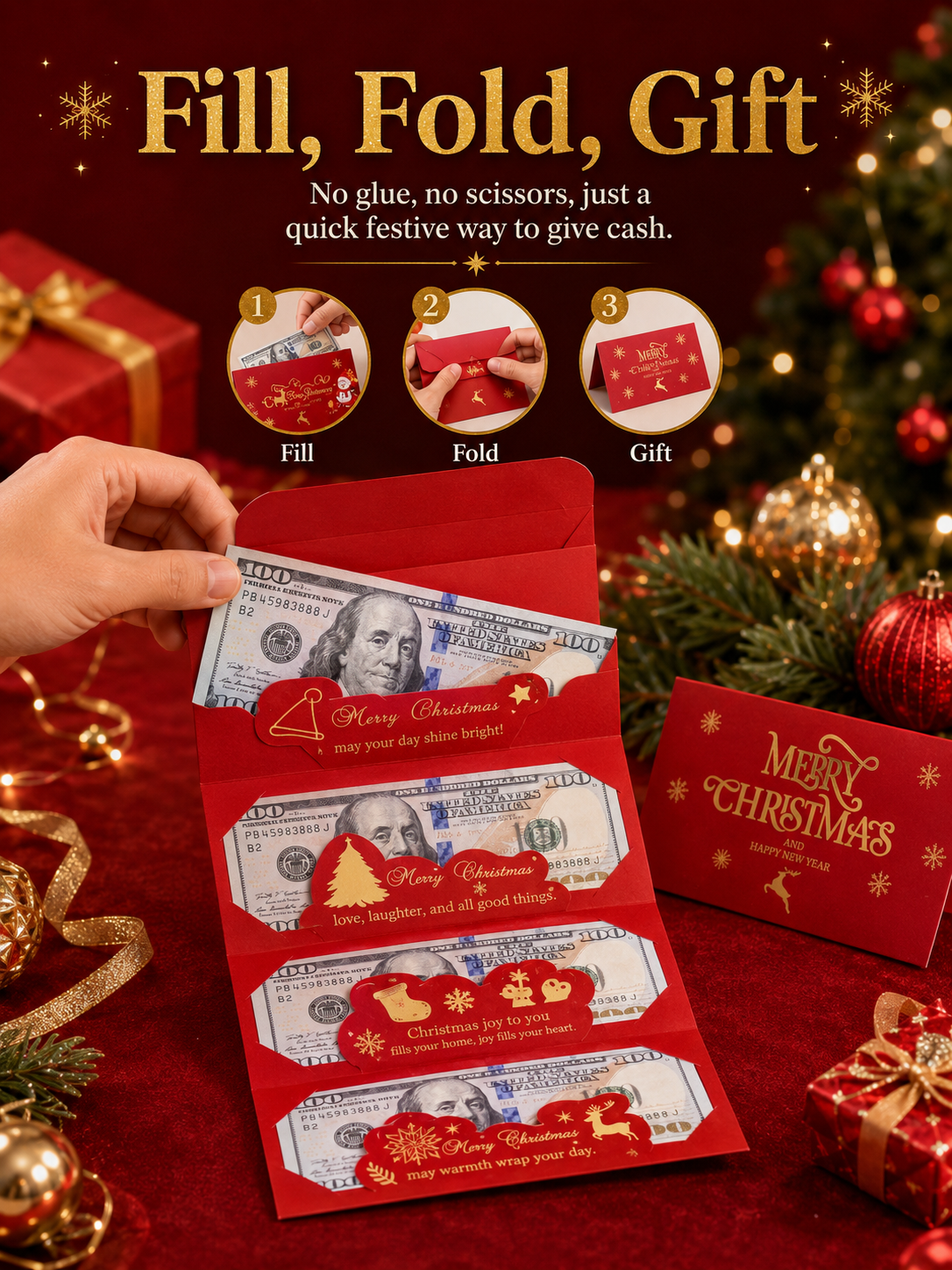 🎁6-Slot Christmas Cash Gift Envelope