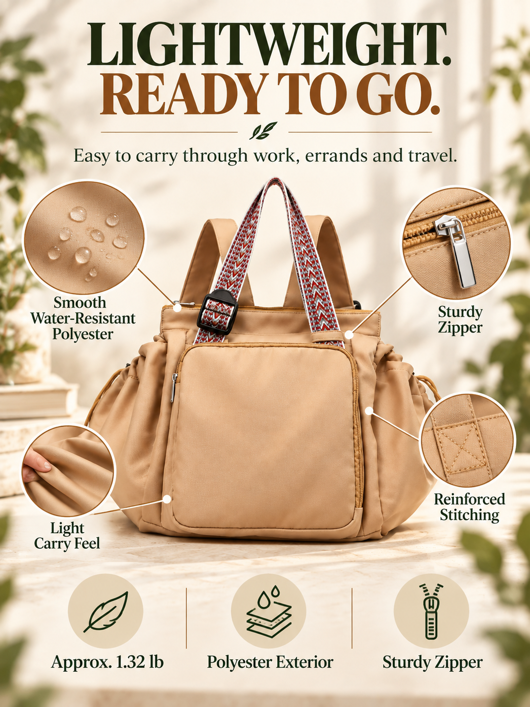 Expandable Tote Bag for Women – Large Capacity Multi-Pocket Work & Travel Bag