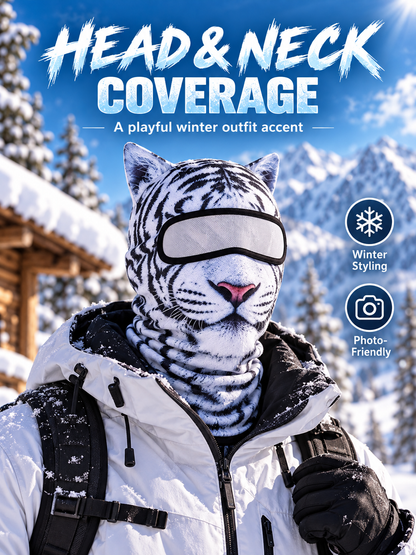 🐾❄️  3D Cat Print Balaclava – Funny Full-Face Outdoor Hood Mask