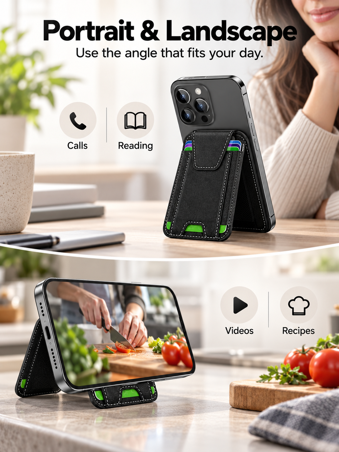 🧲 Magnetic Phone Wallet with Rotating Stand