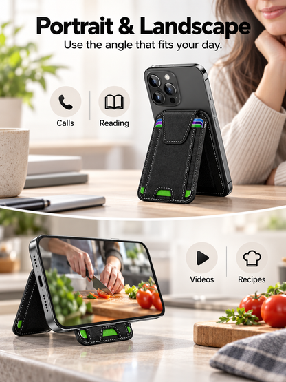 🧲 Magnetic Phone Wallet with Rotating Stand