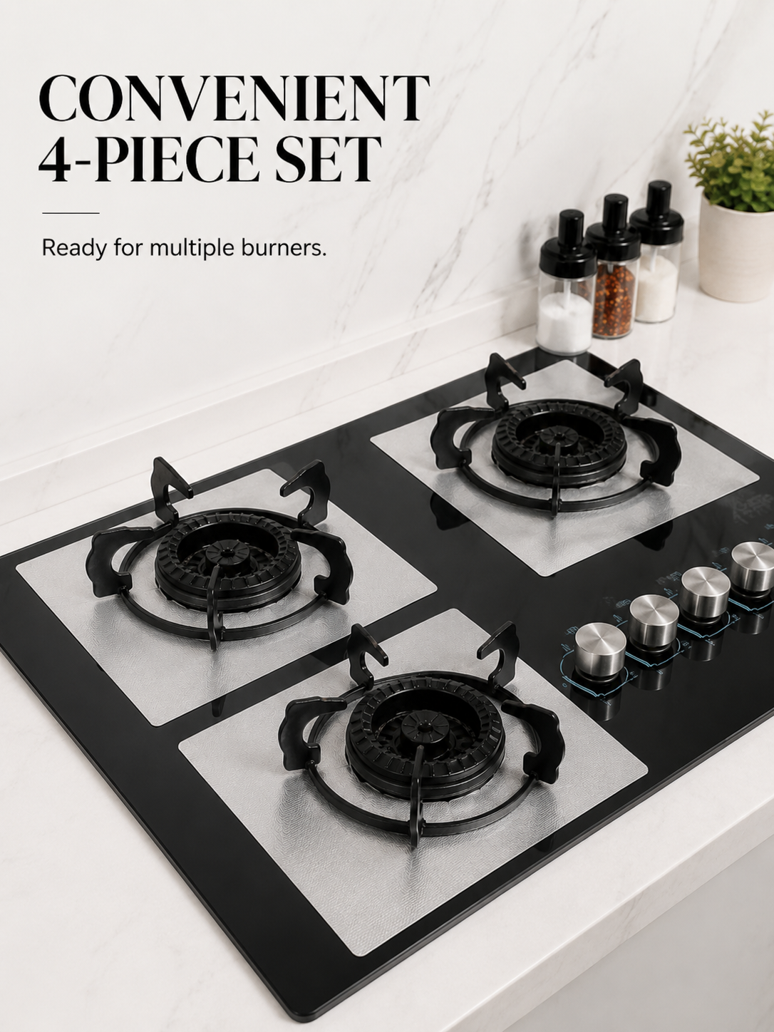 4-Piece Reusable Non-Stick Gas Stove Burner Covers – Heat-Resistant & Washable