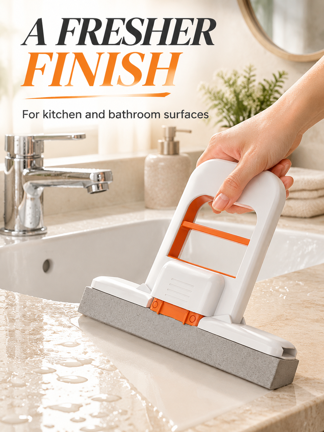 🧽 Foldable Handheld Sponge Squeegee – Quick Water Removal & Easy Countertop Cleaning