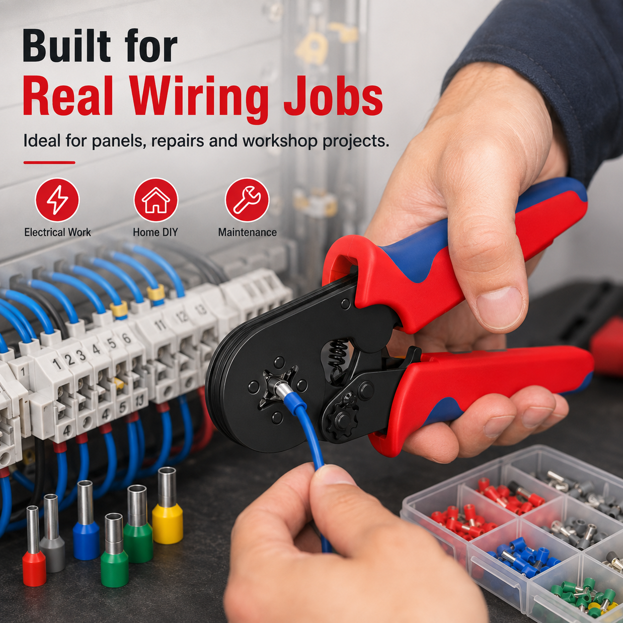 ⚡ Complete Ferrule Crimping Tool Kit with 1900 Wire Terminals