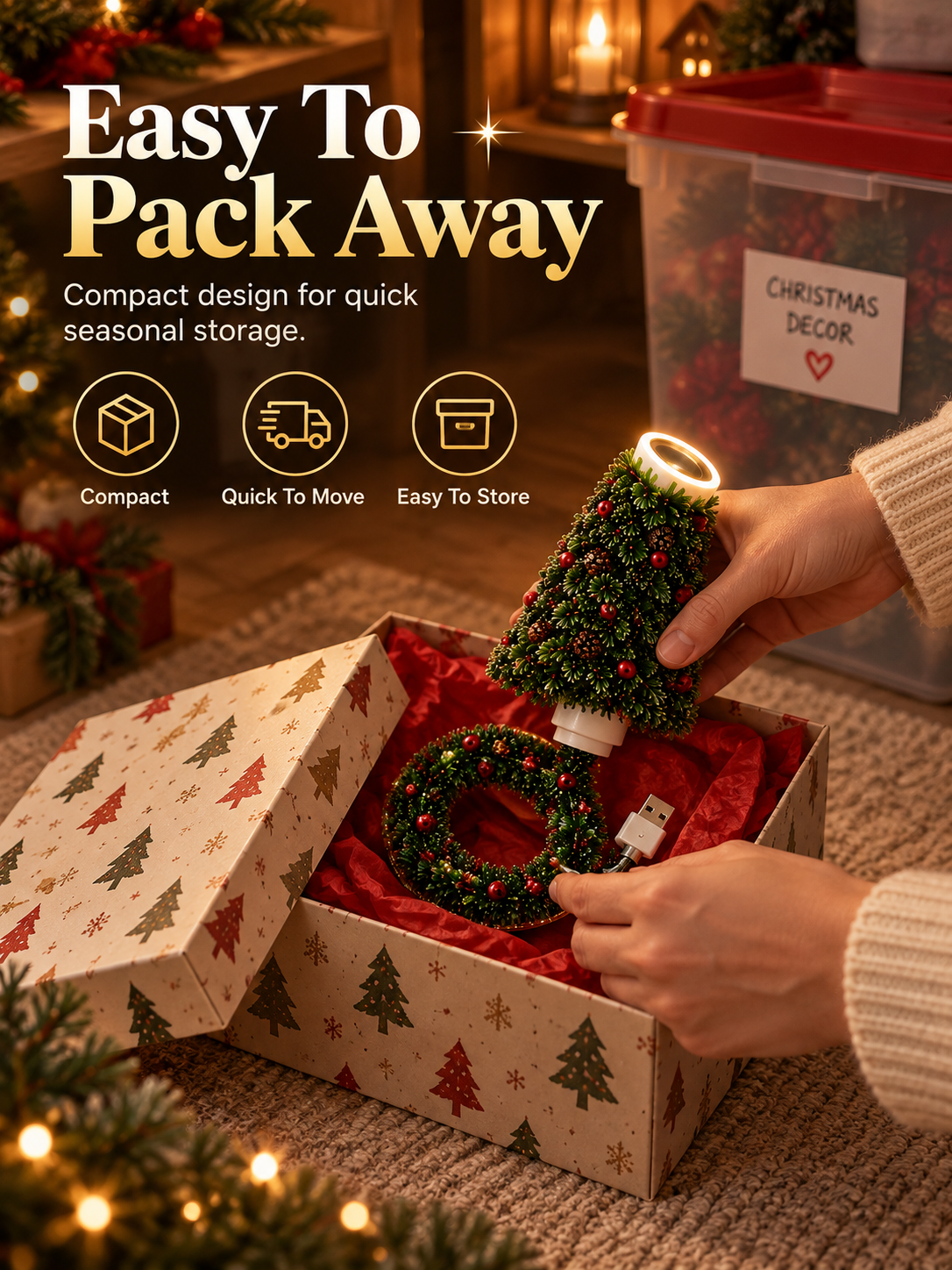 🎄 Cozy Christmas Tree LED Lamp – Festive Holiday Decorative Light