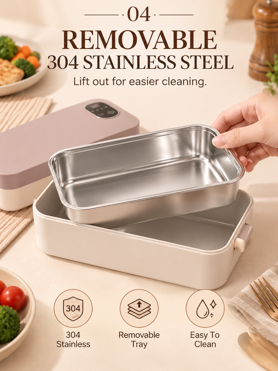 🎀RECHARGEABLE🍱⚡ Portable electric lunch box with self-heating 🔋🌡️