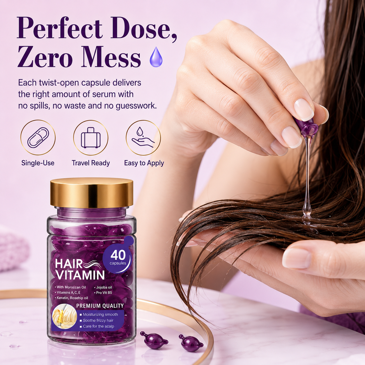 Hair Vitamin Capsules Infused with Violet Vitamins & Argan Oil for Color-Treated 💇‍♀️
