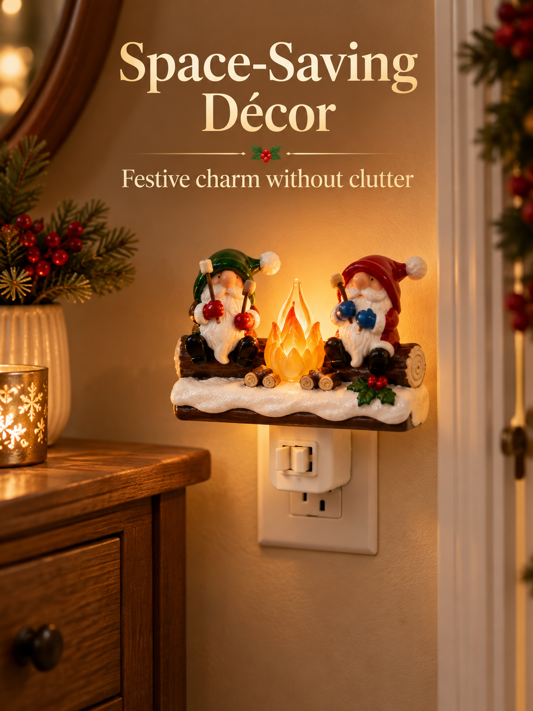 🎄 3D Christmas Plug-In Night Light – Warm Glowing Holiday Wall Décor