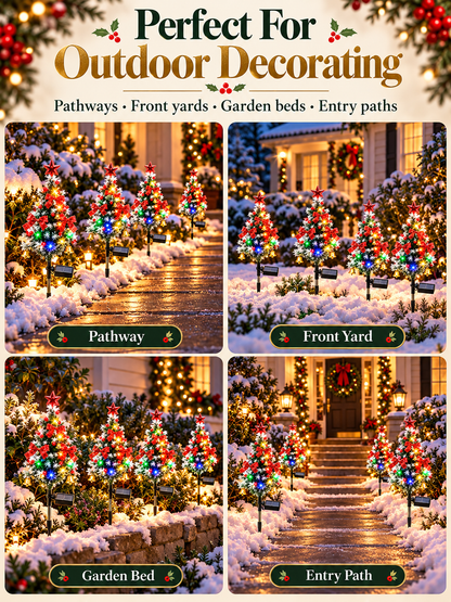 🎄 Solar Christmas Tree Lights – 4-Pack DIY Outdoor Holiday Decor